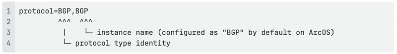 So to address the BGP instance on ArcOS: