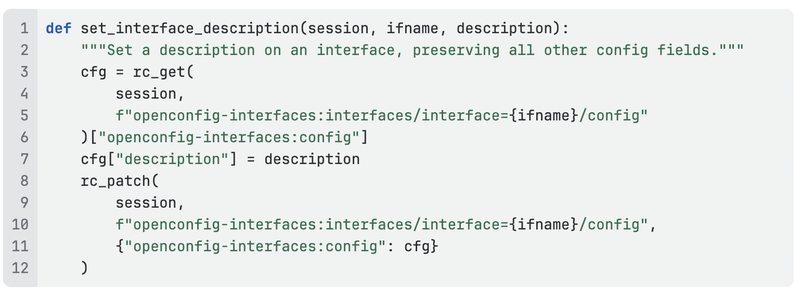 Set interface description